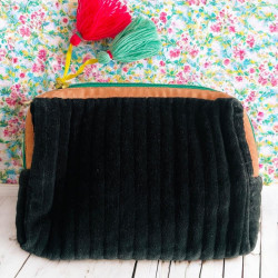 Kosmetiktasche S Samt yoga flowercircle black