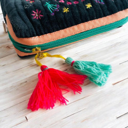 Kosmetiktasche S Samt yoga flowercircle black