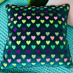 Cushion cover Hearts teal multi 5050