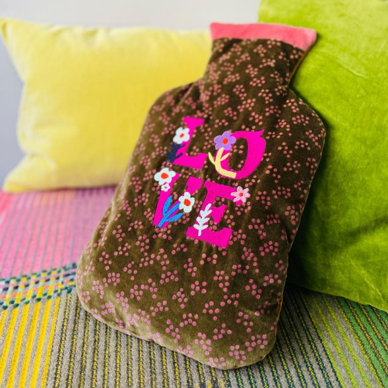 Hot Water Bottle Samt Love