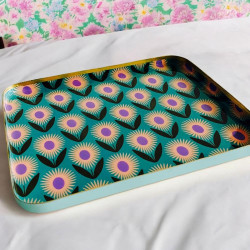 Tray square L Yellow bold Flower