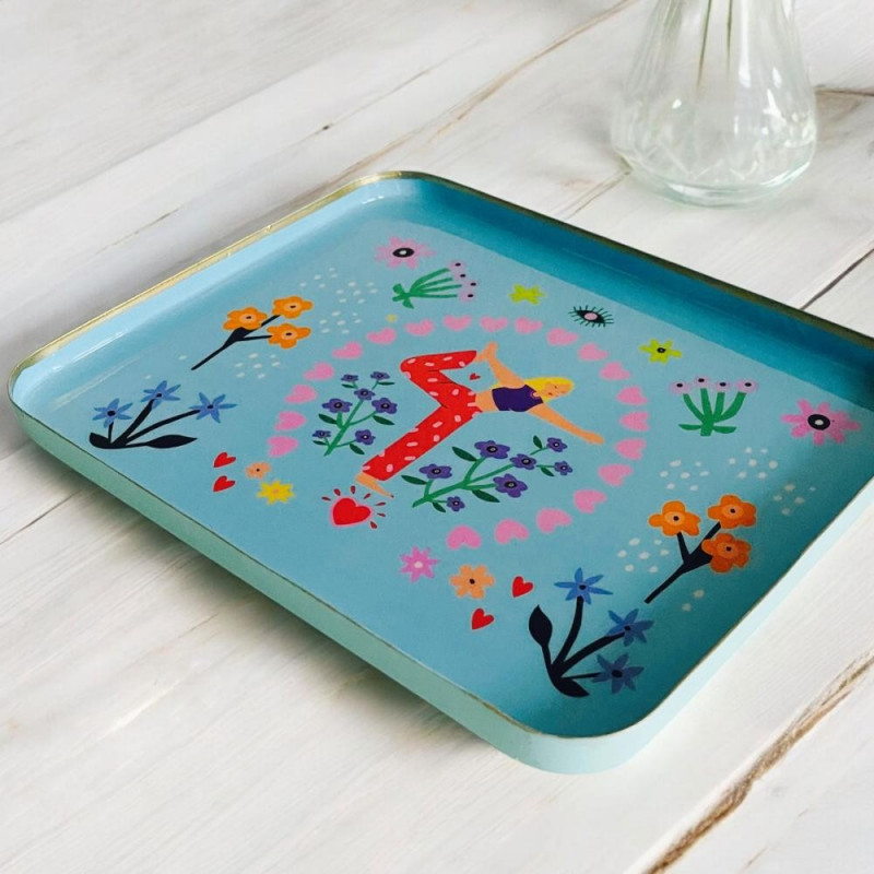 Tray square L Yellow bold Flower