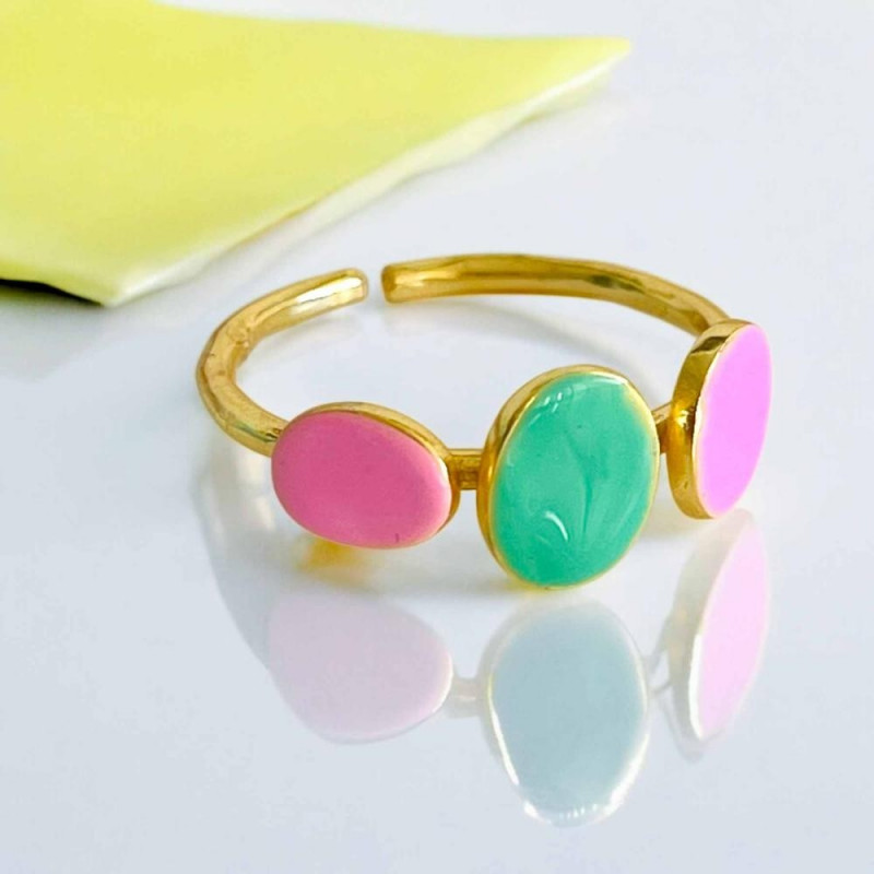 Ring ART N BEAD Ring 3 plates enamel viola yellow