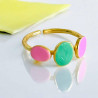 Ring ART N BEAD Ring 3 plates enamel pinksmaragd