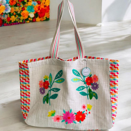 Shopper SLUB Natural Flowers