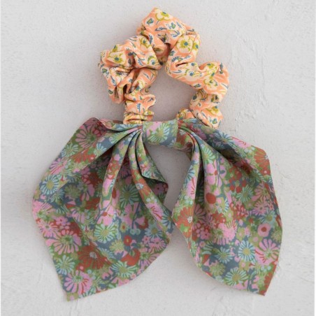 Scrunchie Mixed Print Tie Pnk/Grn