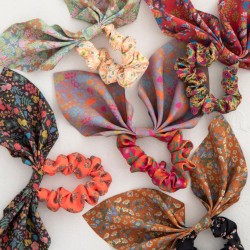 Scrunchie Mixed Print Tie Pnk/Grn