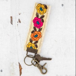 Keychain Embroidered Multi floral