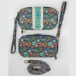 Portemonnaie Wristlet, Charcoal, multi floral