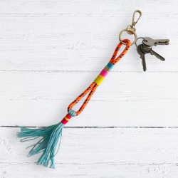 Schlüsselanhänger Multi wrap tassel orange blue