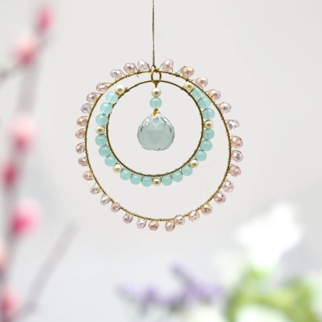 Dekoration Suncatcher Double ring rosebleu Crystal