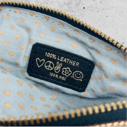 Mini zip Portemonnaie Leder Smiley silver metallic