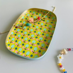 Mini Tray Limegreen Flowers