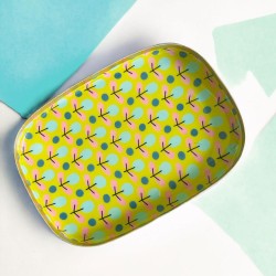 Mini Tray Limegreen Flowers