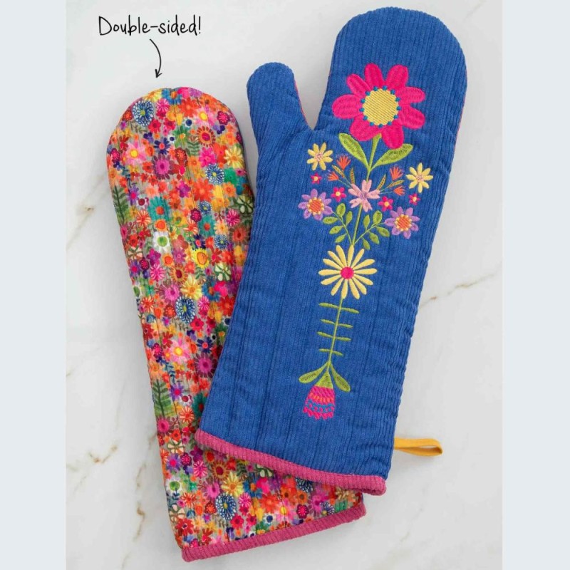 oven glove folk flower