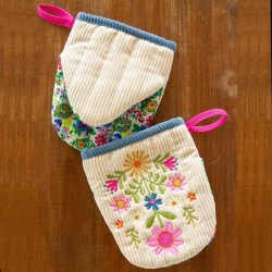 Ofenhandschuh mini bestickt Set/2