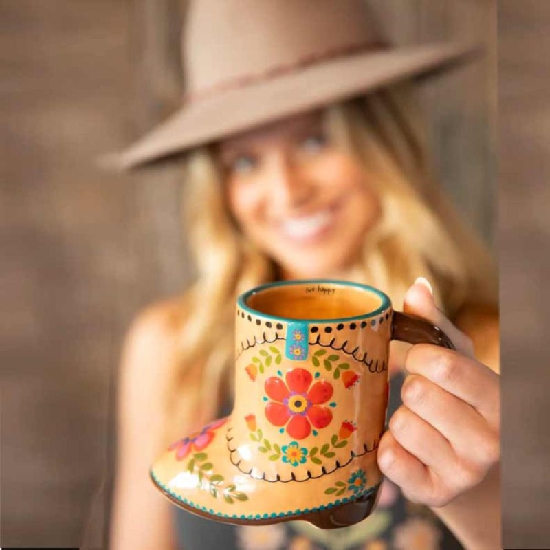 Tasse Folk Art Live Happy Boot