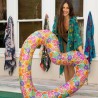 Live happy pool float pink heart