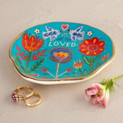 Trinket dish ceramic Loved turquoise