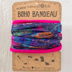 Fleece Boho Bandeau Headband Purple Floral
