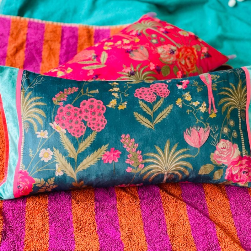 Kissenhülle Velvet Oriental Shine flower border 3060
