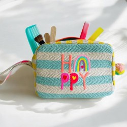 Pochette zippée yellow stripe Happy