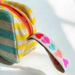 Zip pouchyellow stripe Happy