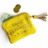 Mini zip Wallet Leather Happiness yellow