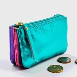 Portemonnaie Mini 3er Leder metallic multi