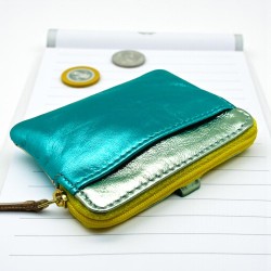 Mini zip Portemonnaie Metallic mint