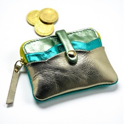Mini zip Portemonnaie Metallic mint