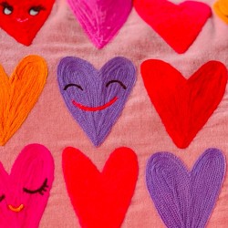 Kissenhülle Velvet pink hearts 4060