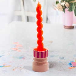 Kerzenhalter Turned Stripe apricot