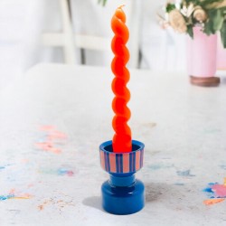 Kerzenhalter Turned Stripe blue