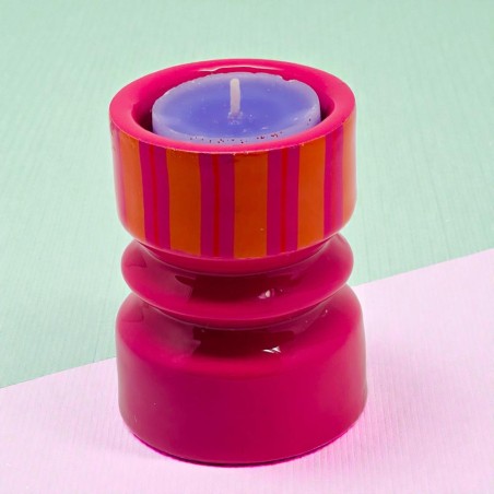 Kerzenhalter Turned Stripe pink