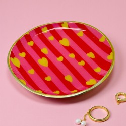 Dekoschale L Stripe Yellow hearts