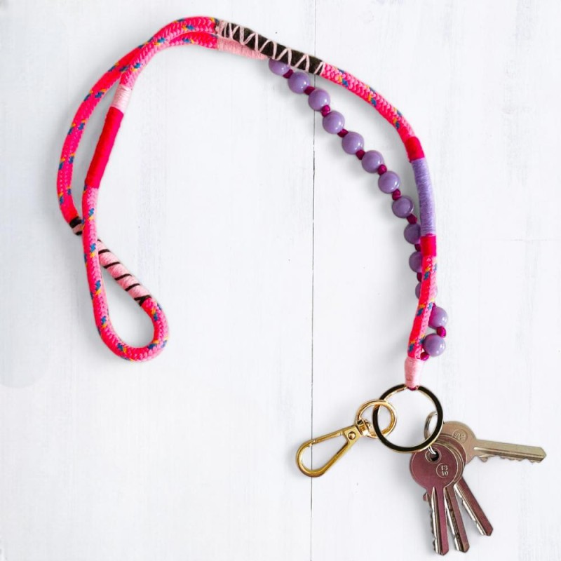 Schlüsselband/ Lanyard Wrap + Beads Pink