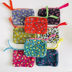 Täschchen Mini Zip Velvet Leo Pink